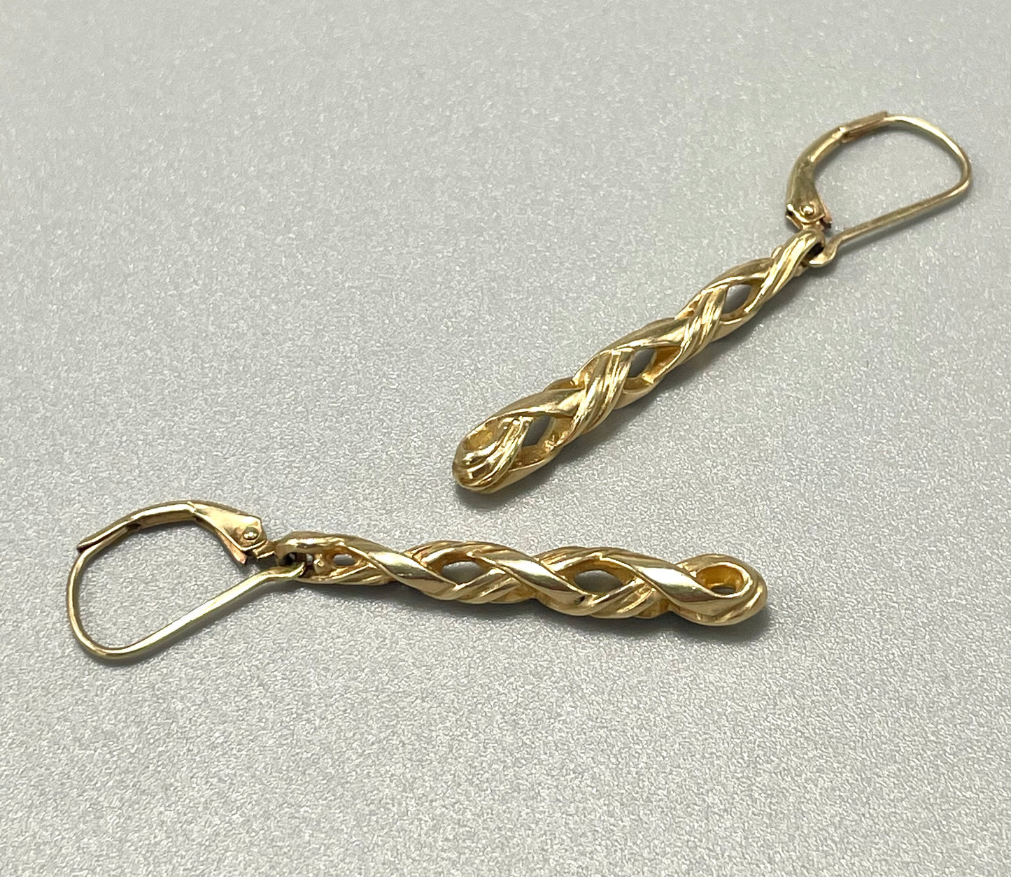 14K Gold DNA Double Helix Drop Earrings