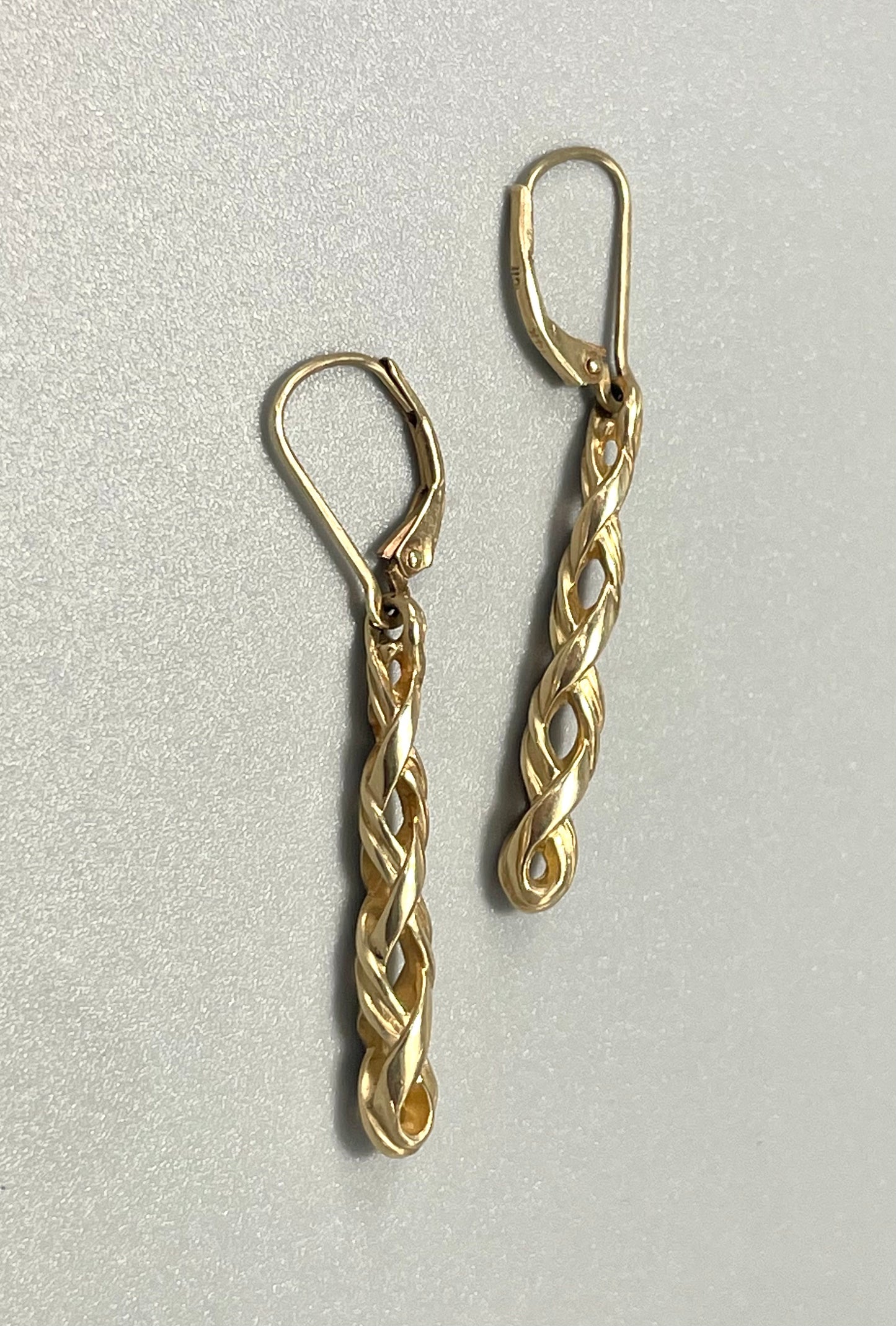 14K Gold DNA Double Helix Drop Earrings
