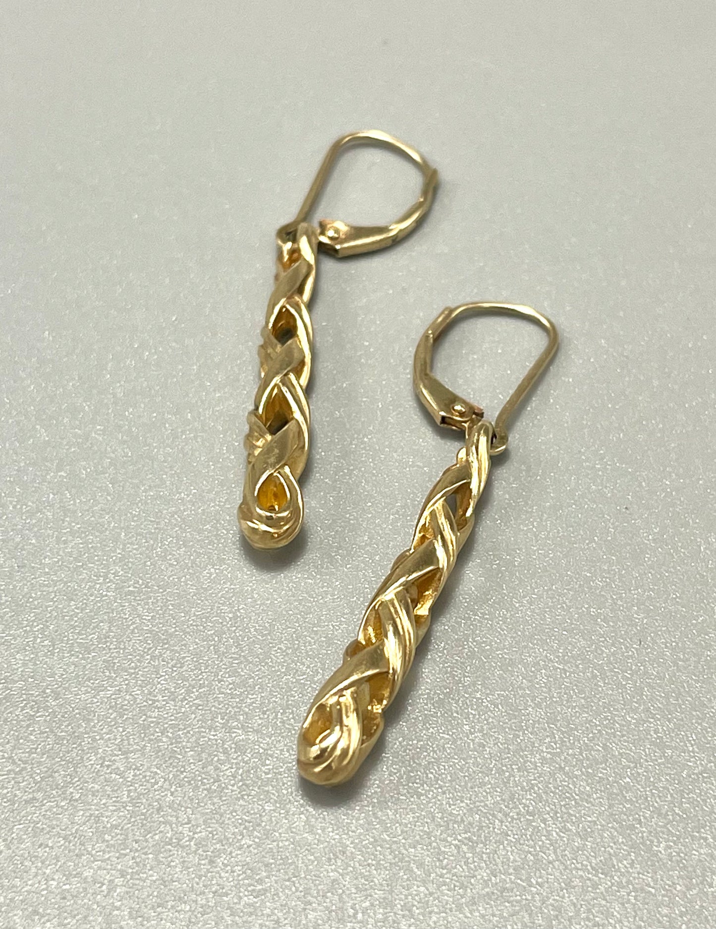14K Gold DNA Double Helix Drop Earrings