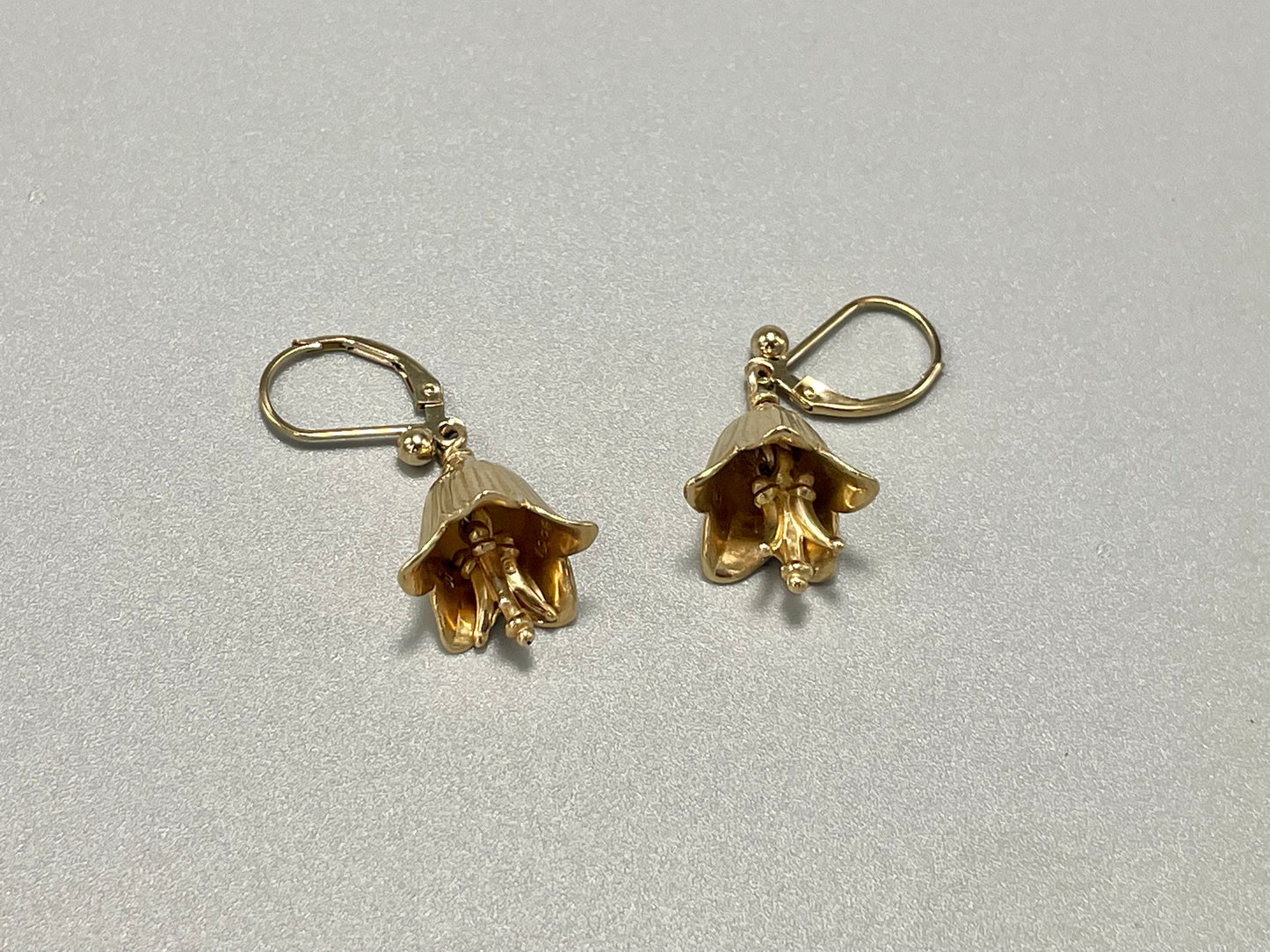14K Gold Small Chocolate Lily Bell Earrings