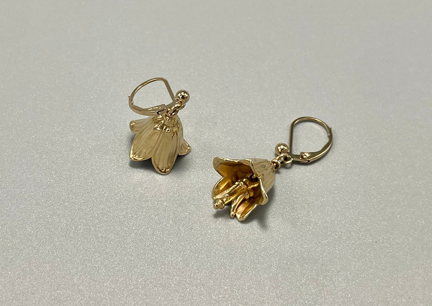 14K Gold Small Chocolate Lily Bell Earrings