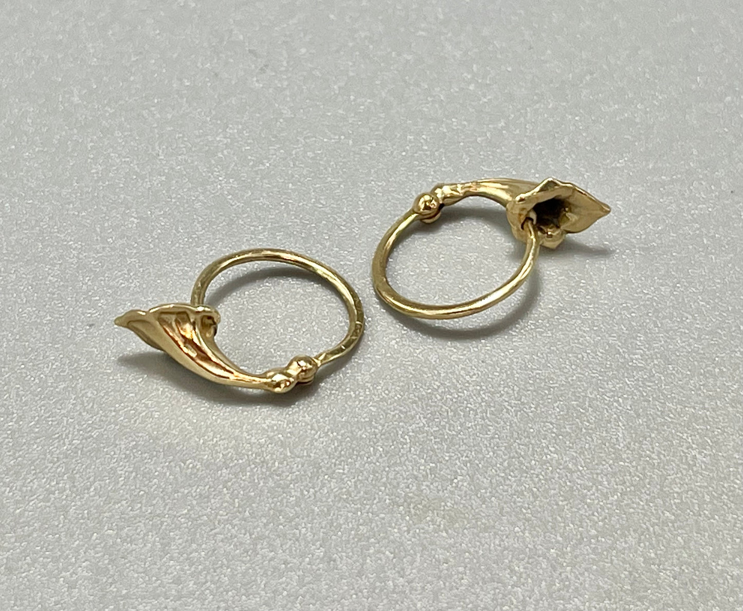 14K Gold Small Lily Hoop Earrings
