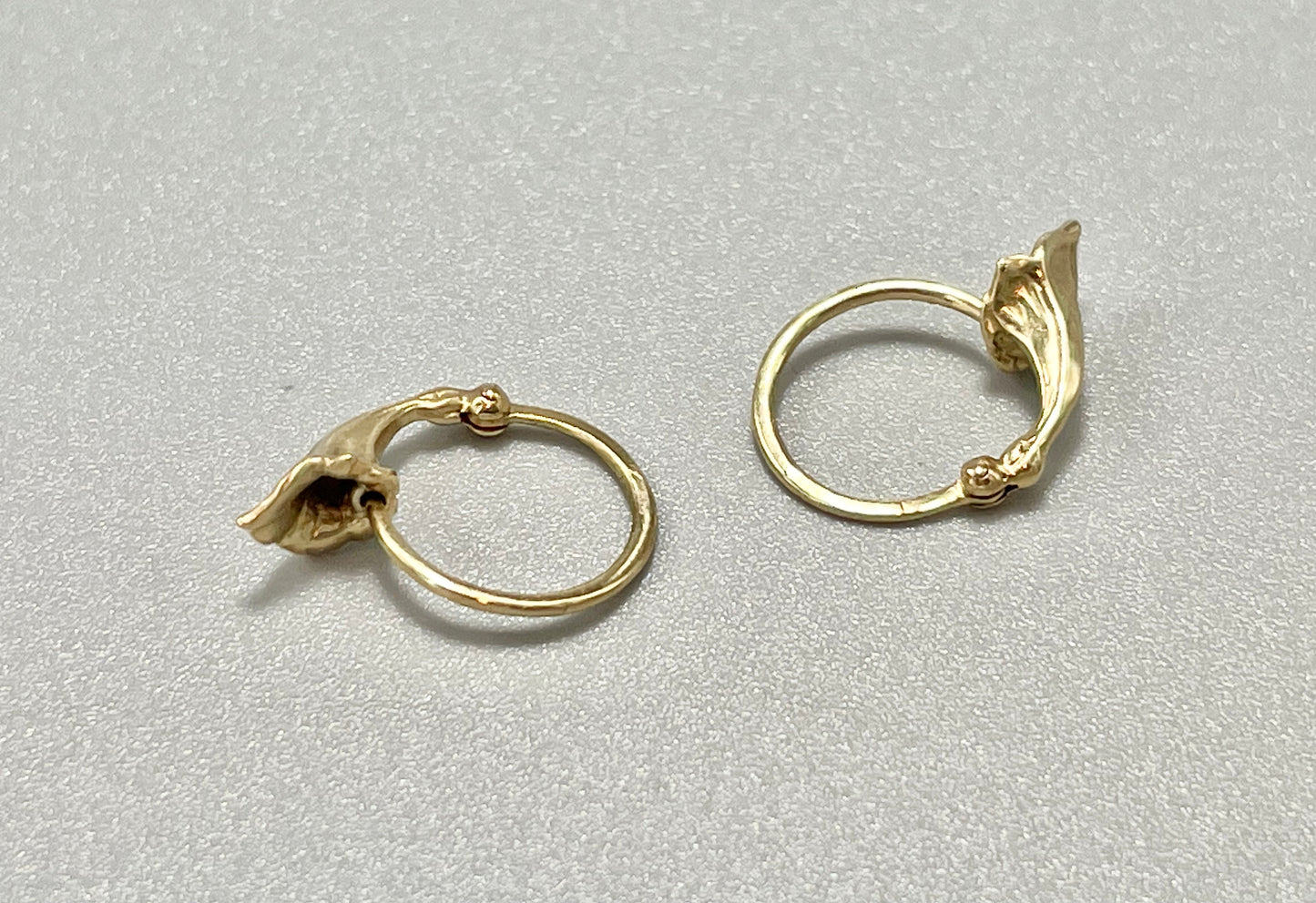 14K Gold Small Lily Hoop Earrings