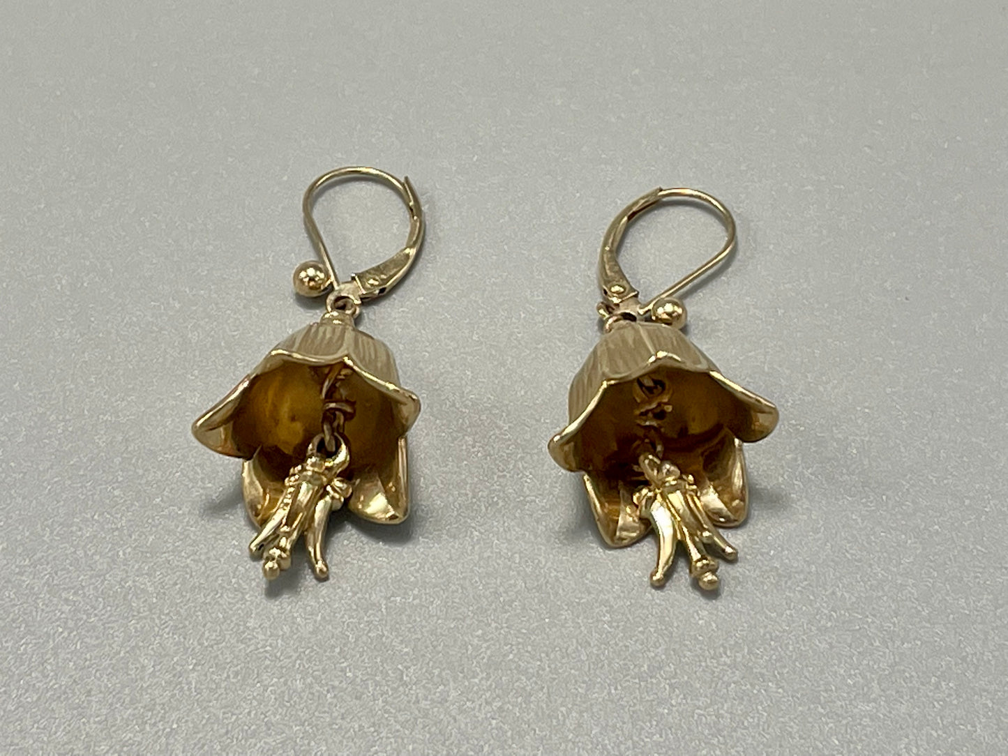 14K Gold Medium Chocolate Lily Bell Earrings