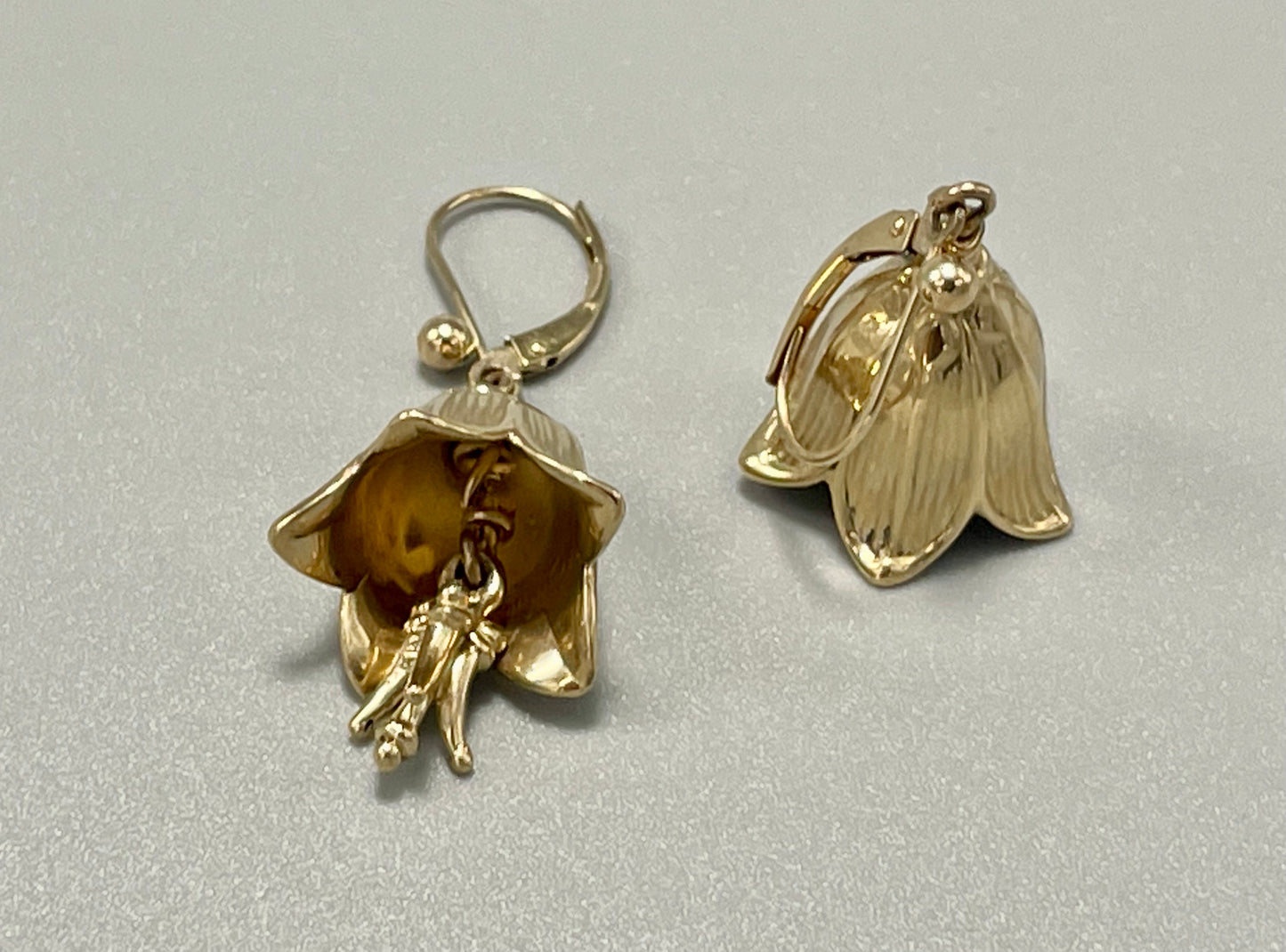 14K Gold Medium Chocolate Lily Bell Earrings