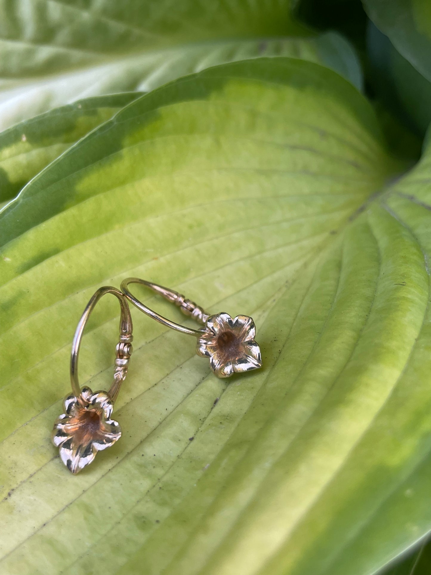 14K Gold Large Lily Hoop Earrings