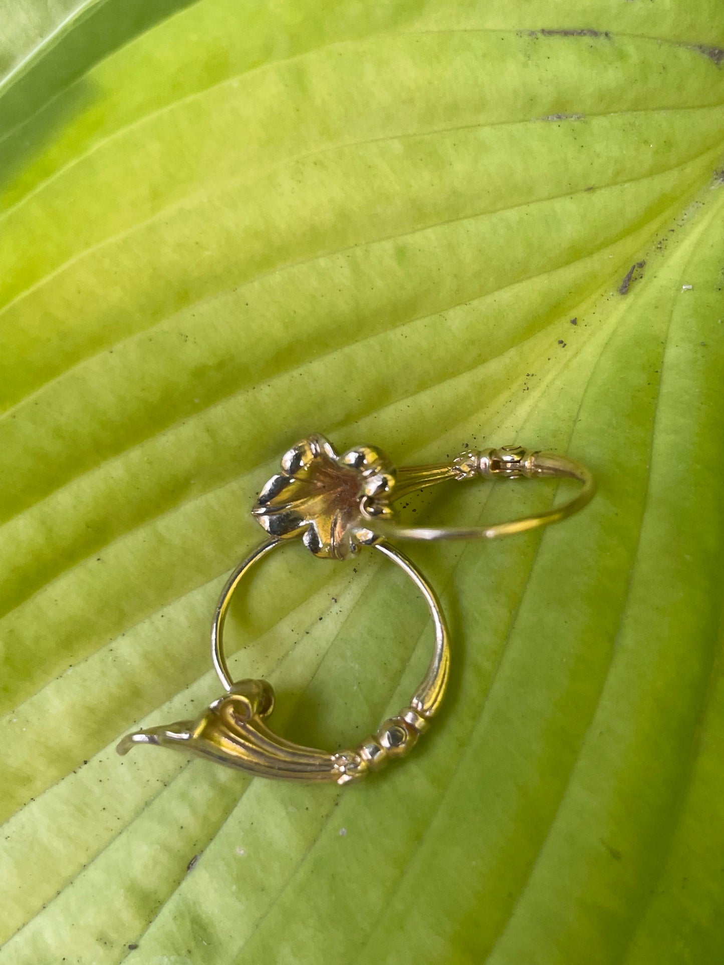 14K Gold Large Lily Hoop Earrings