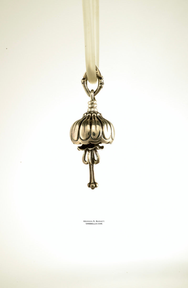 anemone flower jewelry bell necklace in sterling silver, side view