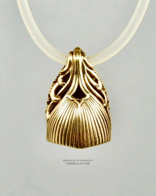 angel feather jewelry bronze bell, back view.