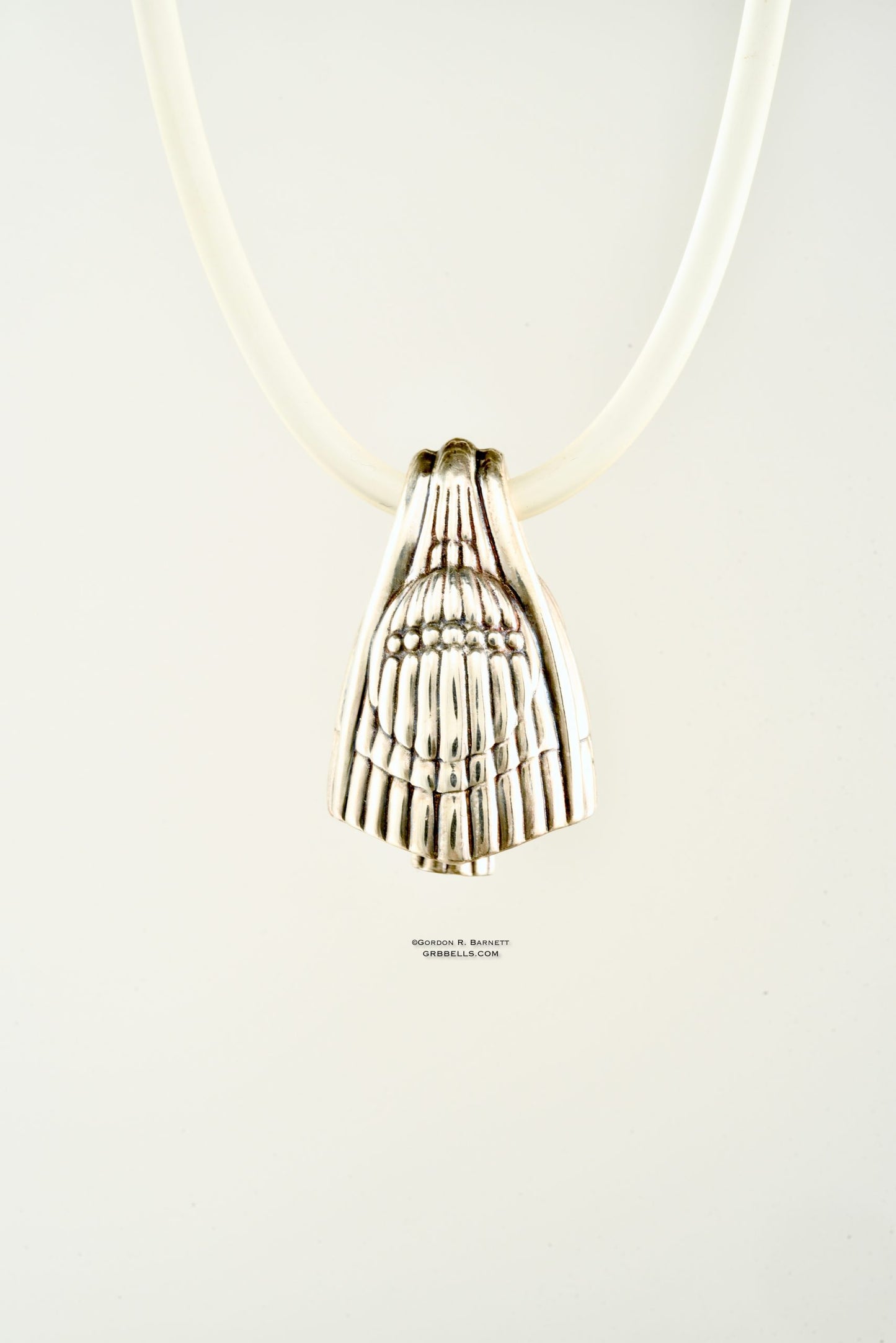 aurora jewelry bell necklace in sterling silver, front