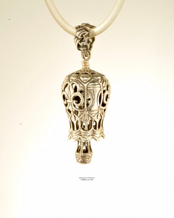 Antique Balloon jewelry bell necklace- Sterling, front view