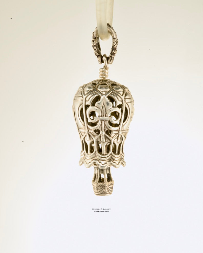Antique Balloon jewelry bell necklace - Sterling, side view