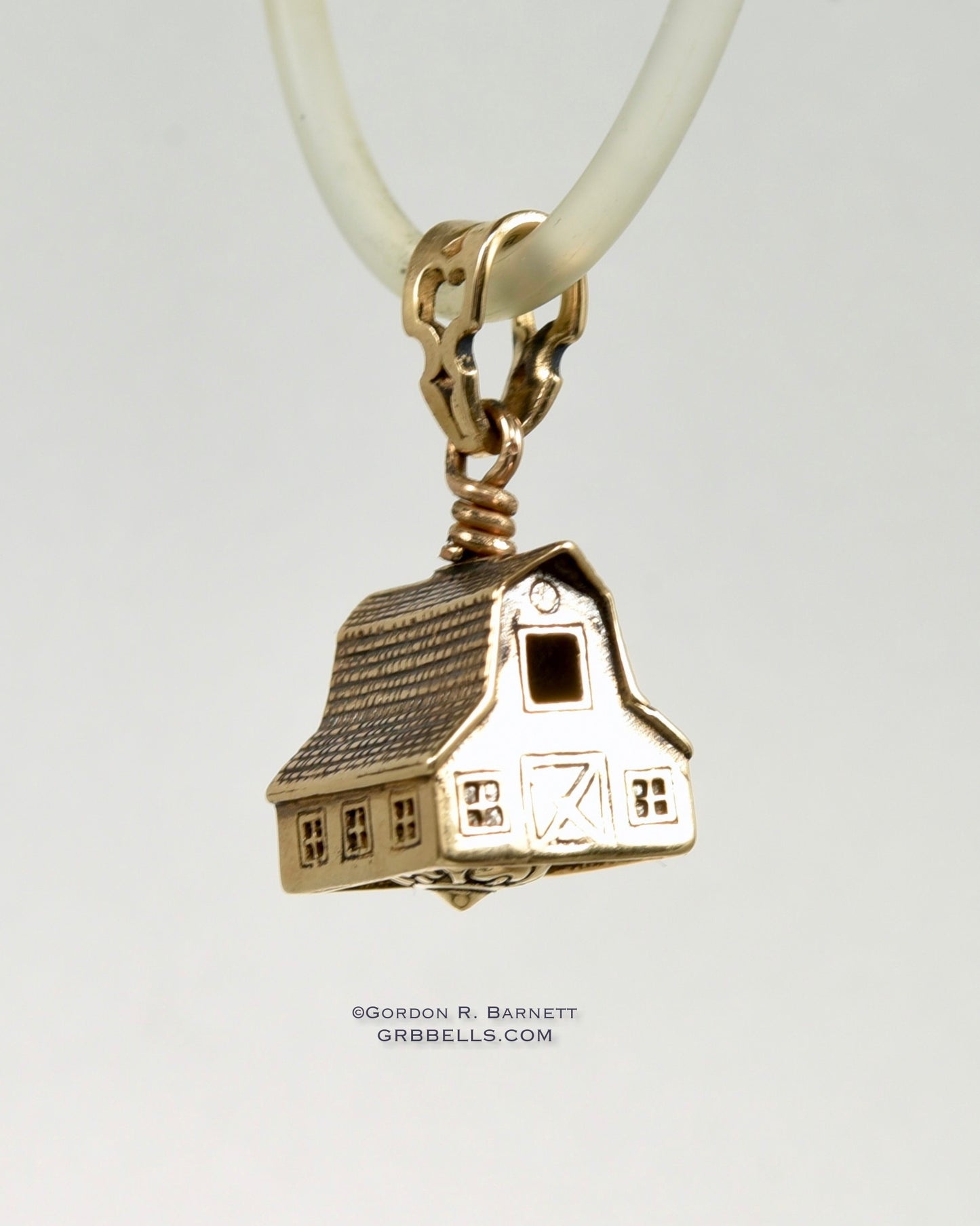 Bronze Barn Bell by grbbells.com jewelry bell necklace in sterling silver is handmade pendant is made with lost wax casting, then polished and assembled in Washington state perfect gift for