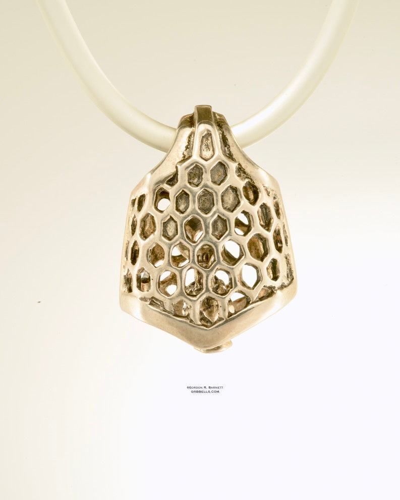 BEE & HONEYCOMB BELL in STERLING jewelry bell necklace in sterling silver is handmade pendant is made with lost wax casting, then polished and assembled in Washington state perfect gift for sweet beings
