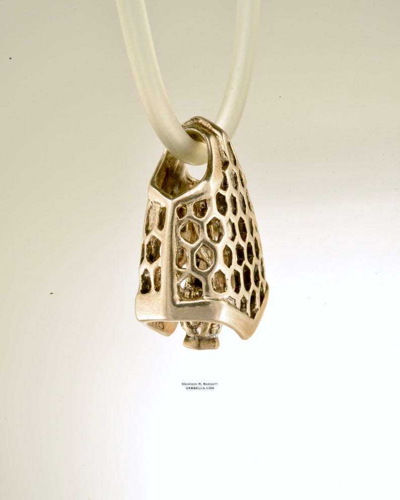 BEE & HONEYCOMB BELL in STERLING jewelry bell necklace in sterling silver is handmade pendant is made with lost wax casting, then polished and assembled in Washington state perfect gift for sweet beings