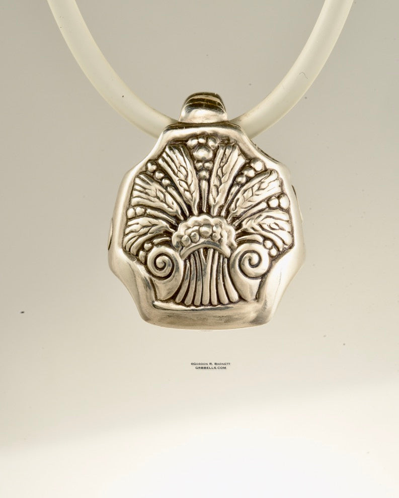 BON BOUQUET BELL in sterling jewelry bell necklace in bronze is handmade pendant is made with lost wax casting, then polished and assembled in Washington state perfect gift for deco floral sculpture
