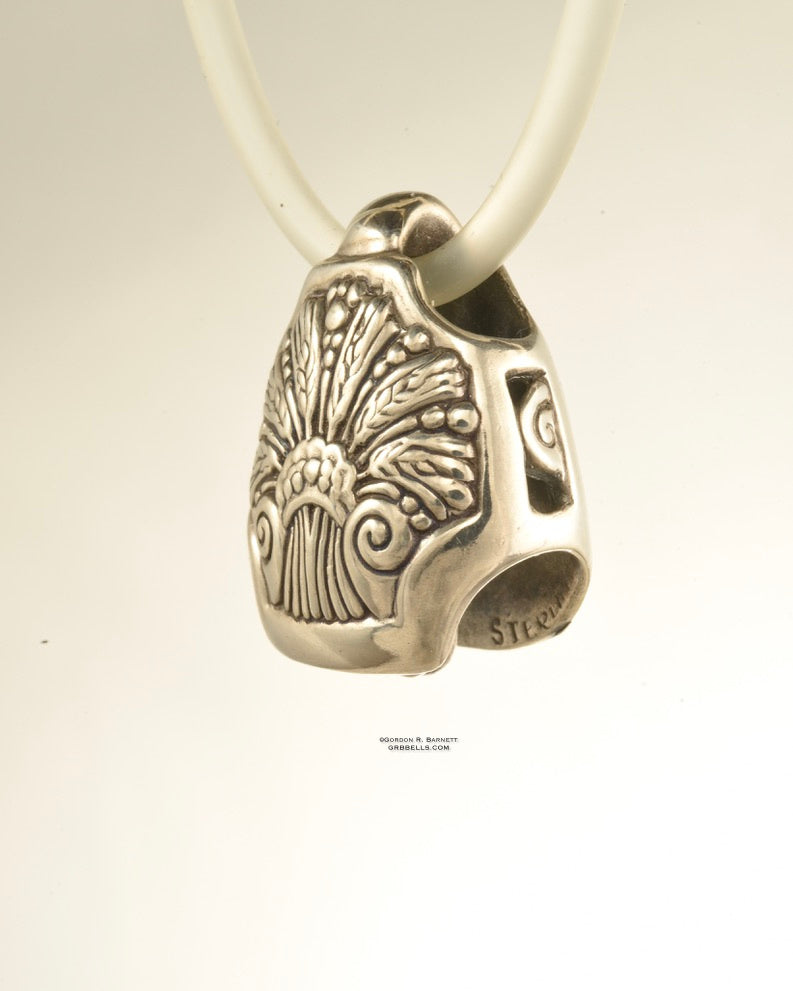 BON BOUQUET BELL in sterling jewelry bell necklace in bronze is handmade pendant is made with lost wax casting, then polished and assembled in Washington state perfect gift for deco floral sculpture