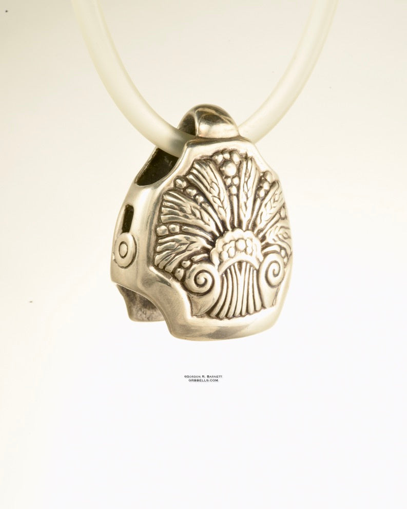 BON BOUQUET BELL in sterling jewelry bell necklace in bronze is handmade pendant is made with lost wax casting, then polished and assembled in Washington state perfect gift for deco floral sculpture
