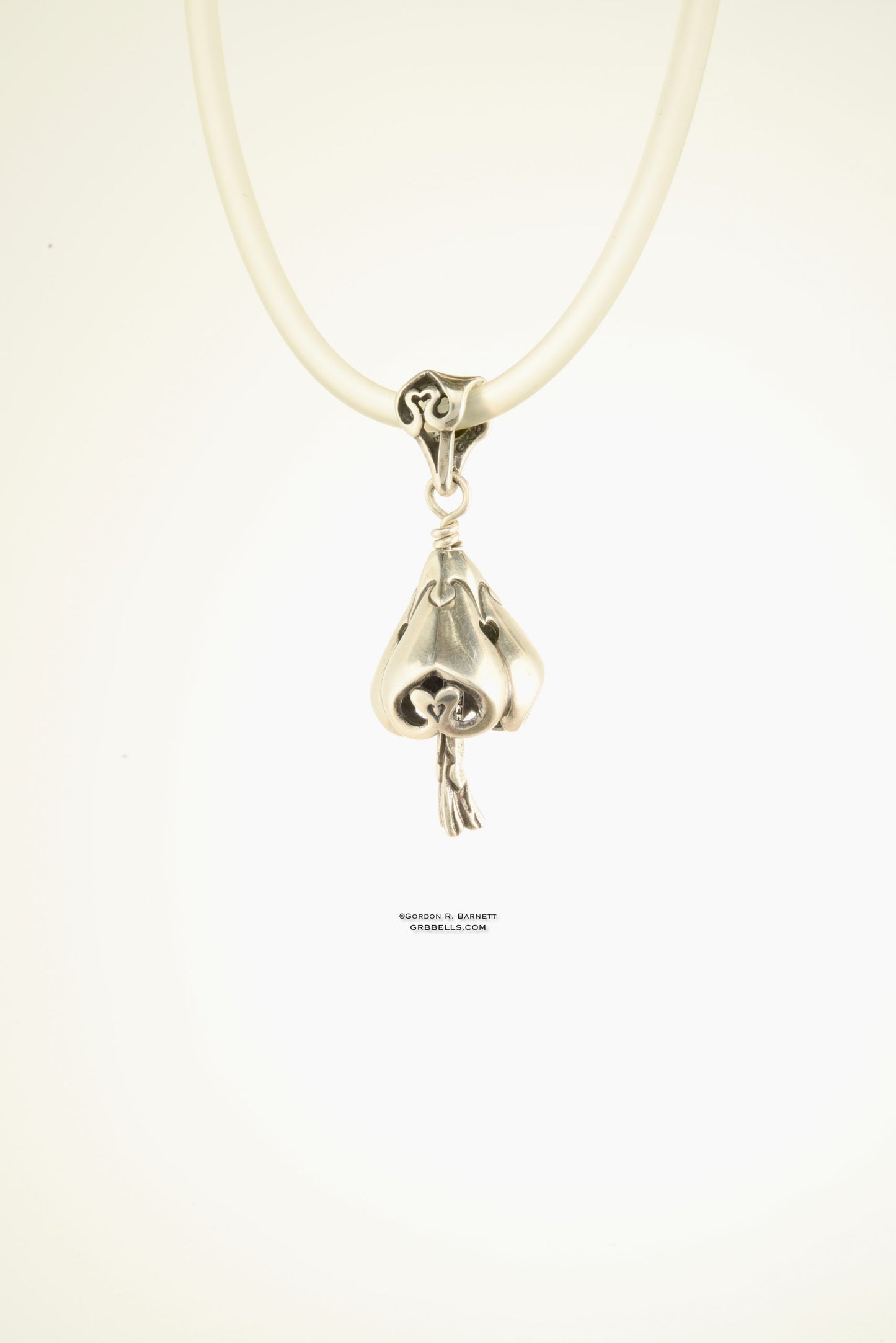 BUDDING HEART jewelry bell necklace in sterling silver is a handmade pendant is made with lost wax casting, then polished and assembled in Washington state perfect gift for
