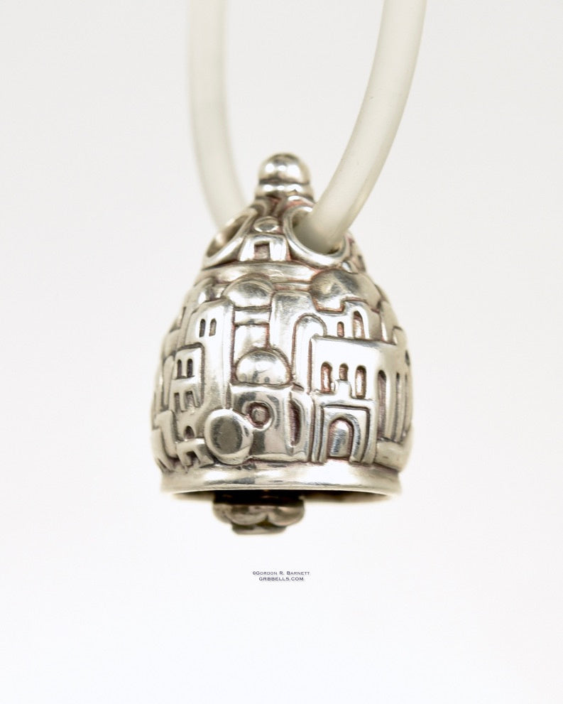 Necklace in Sterling silver is 25 mm tall (back three-quarter view). This handmade pendant is made with lost wax casting, then polished and assembled in Washington state. Suitable for fantasy architect