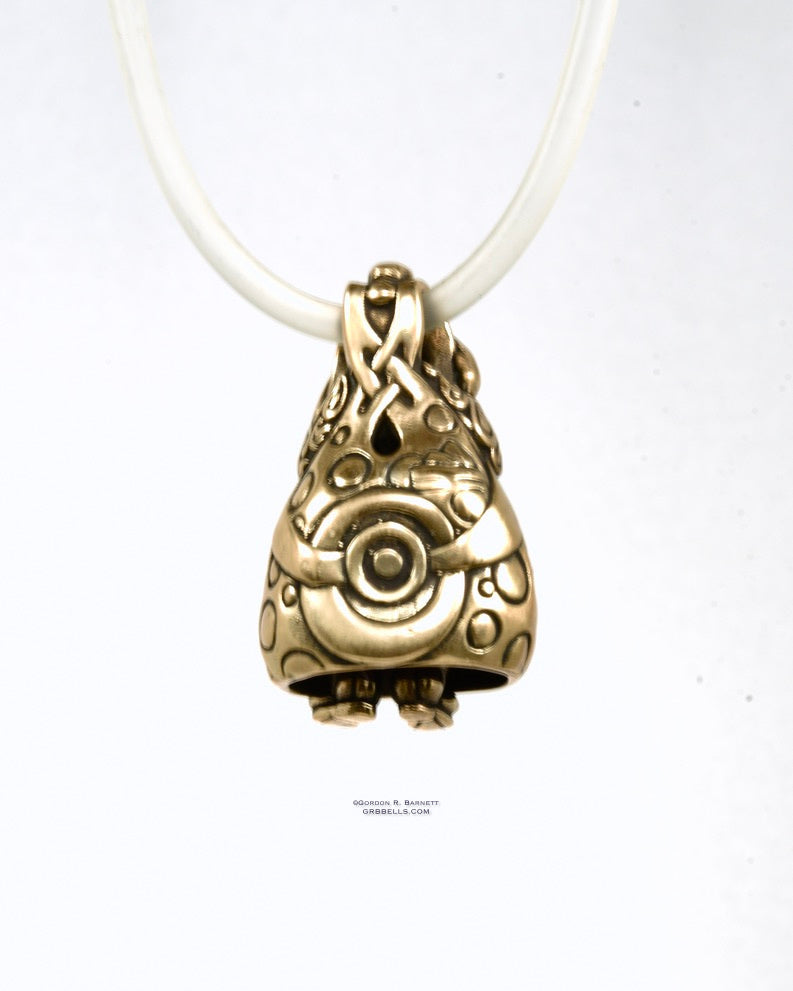 Bell Necklace in bronze is 36 mm tall. (back view)This handmade pendant is made with lost wax casting, then polished and assembled in Washington state. suitable for fun & clowning