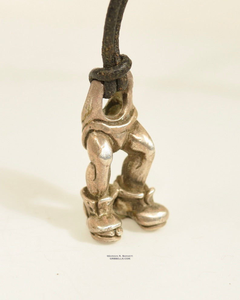 Bell Necklace in Sterling silver is 36 mm tall. (clapper view)This handmade pendant is made with lost wax casting, then polished and assembled in Washington state. suitable for fun & clowning