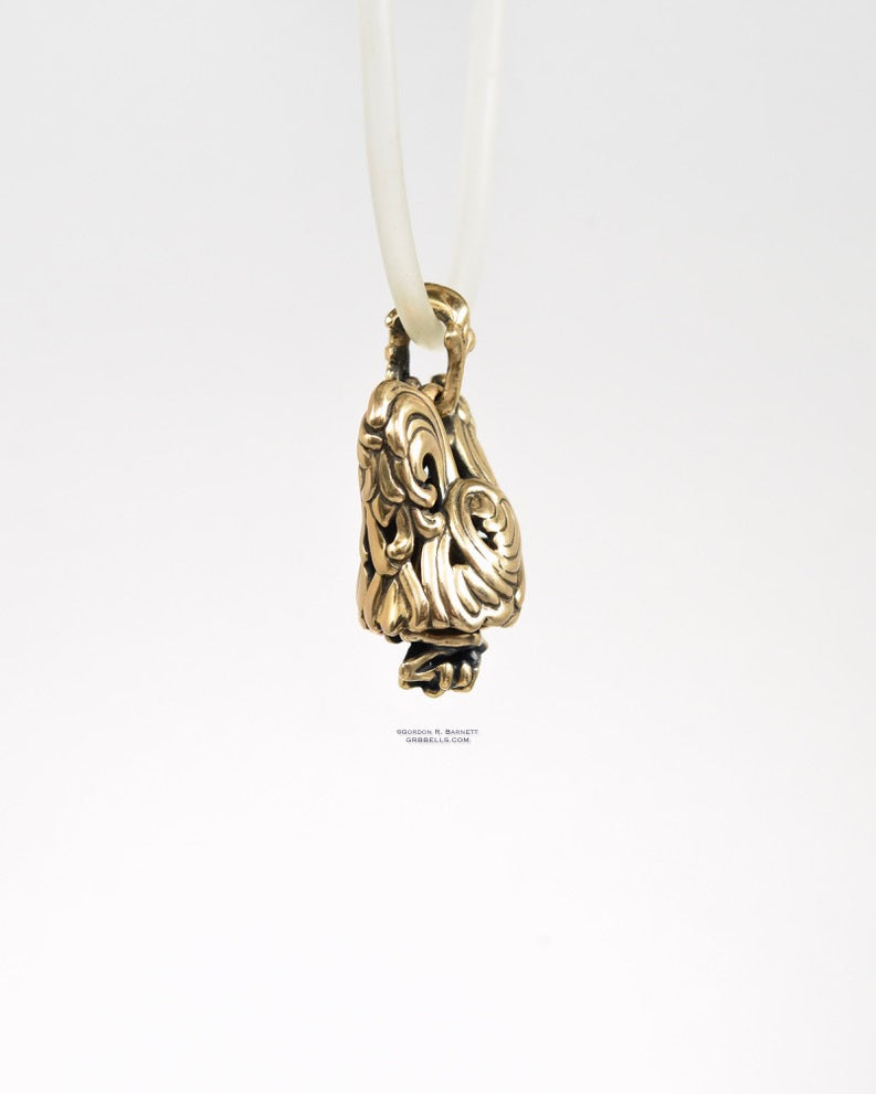 Coq/rooster jewelry bell necklace back view is a handmade pendant in sterling silver is made with lost wax casting, then polished and assembled in Washington state perfect gift for rooster interest
