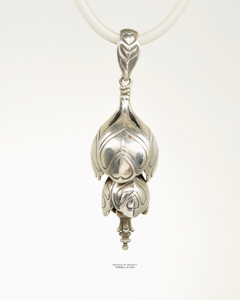 Bell Necklace in bronzeis 54 mm tall, (front view) This handmade pendant is made with lost wax casting, then polished and assembled in Washington state. suitable for gardeners