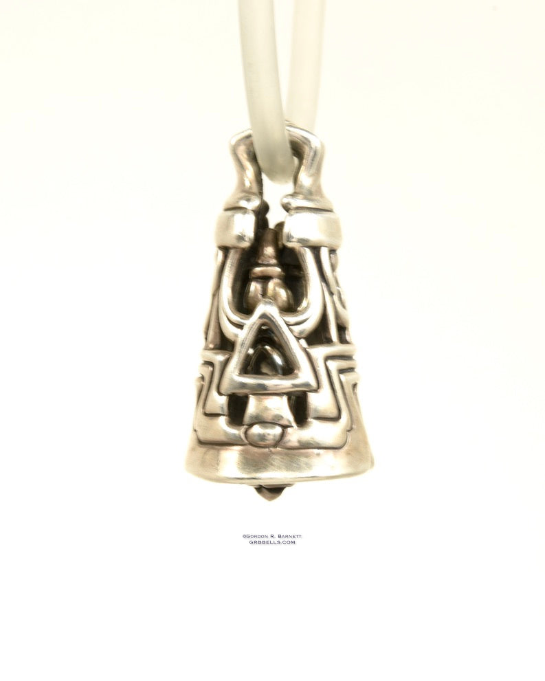 Bell Necklace in Sterling silver is 33 mm tall. (side view) This handmade pendant is made with lost wax casting, then polished and assembled in Washington state. suitable for vulcans