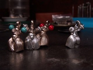 BEATO IN COLORS...BEATO DANCER... STERLING jewelry bell necklace in sterling silver is handmade pendant is made with lost wax casting, then polished and assembled in Washington state perfect gift for full fun