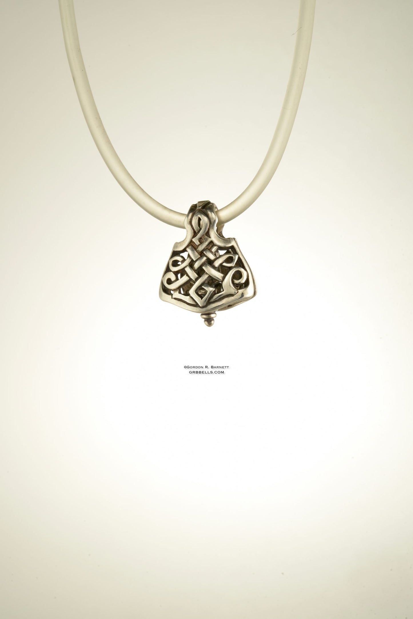 CELTIC LABRYS jewelry bell necklace back view in sterling silver is a handmade pendant is made with lost wax casting, then polished and assembled in Washington state perfect gift for butterfy blade