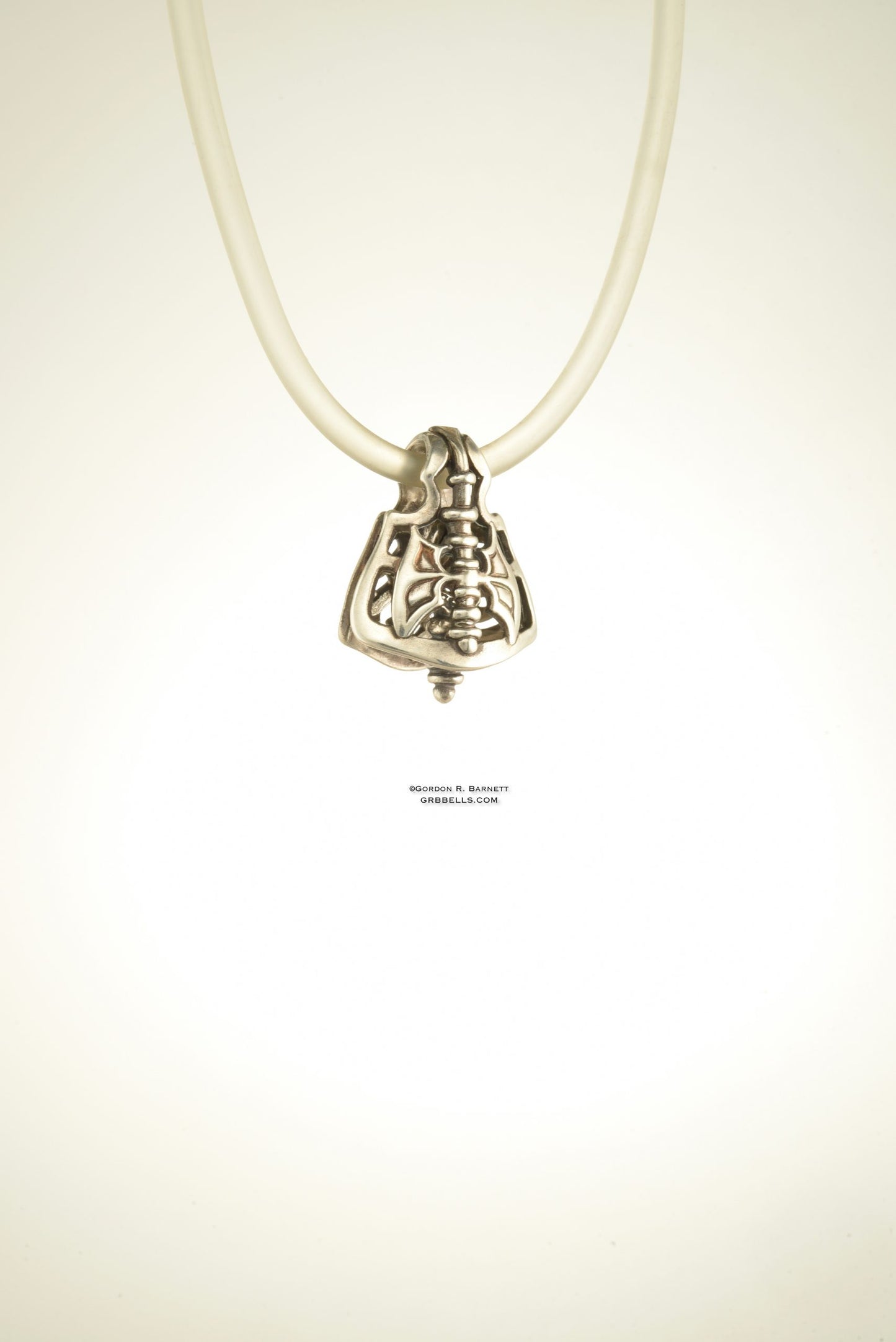 CELTIC LABRYS jewelry bell necklace side view in sterling silver is a handmade pendant is made with lost wax casting, then polished and assembled in Washington state perfect gift for butterfy blade