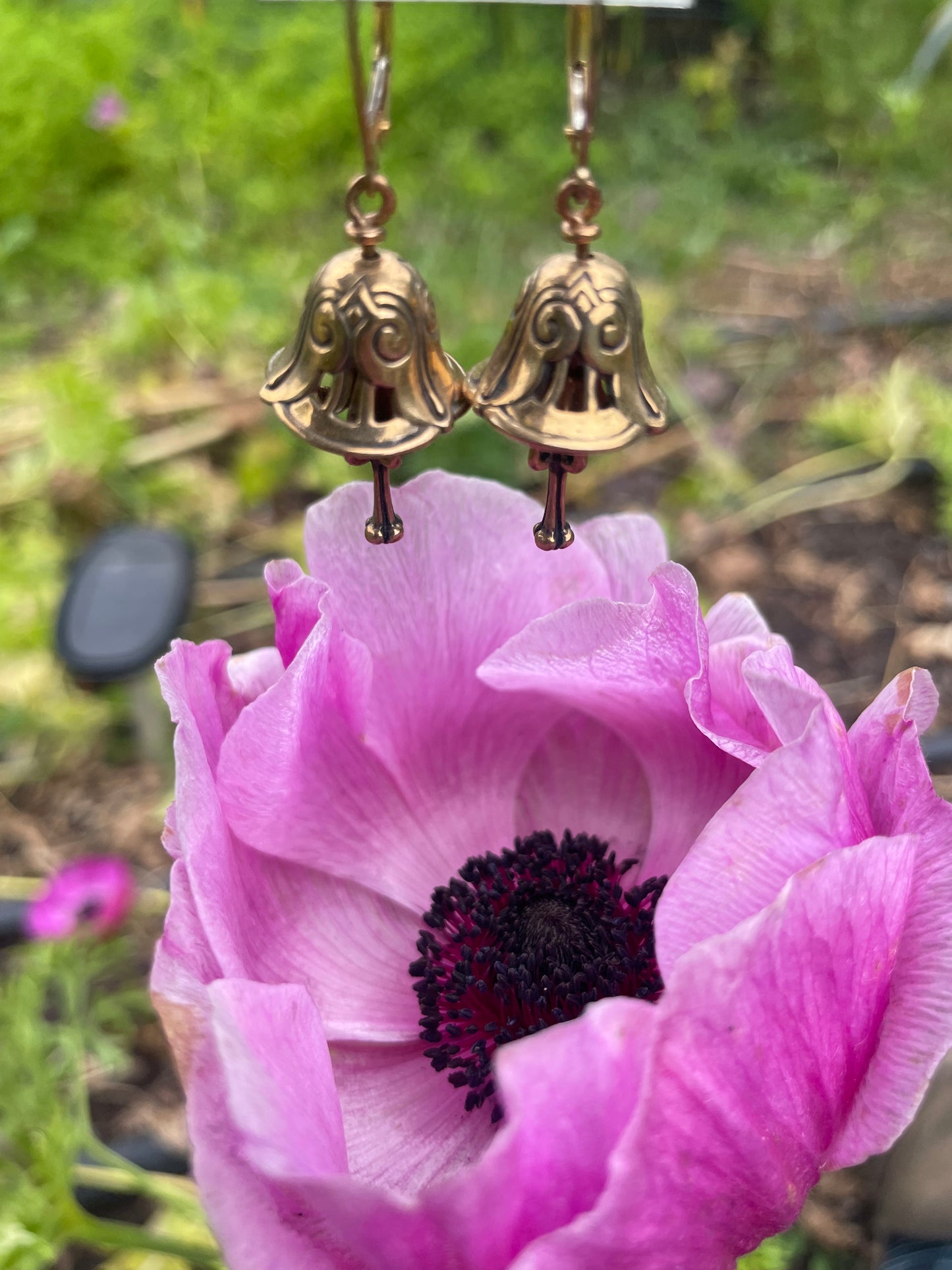 Trillium Bell Earrings Bronze