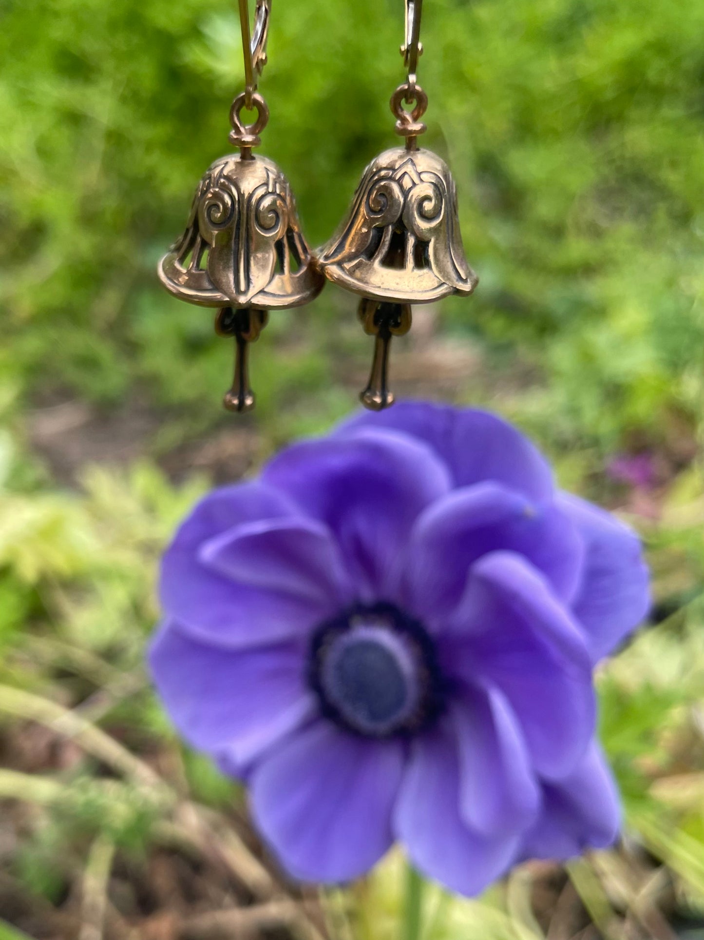 Trillium Bell Earrings Bronze