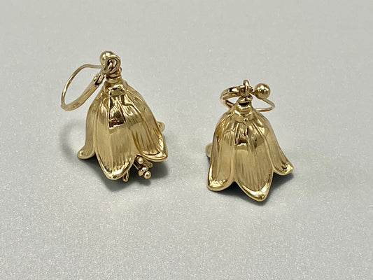 14K Gold Medium Chocolate Lily Bell Earrings