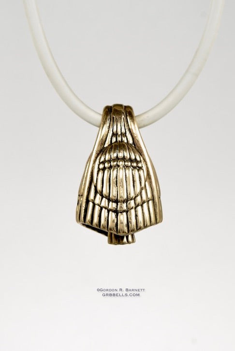 aurora architectural jewelry bell necklace in bronze, front view