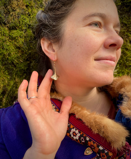 Ginkgo Small Earrings- Bronze